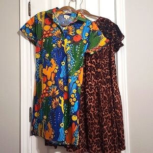 NWT Set of 2 Layerz Boutique Dresses Size XS Cactus Leopard Print Embroidered​​